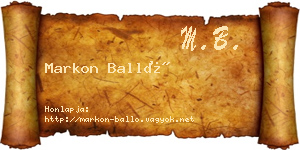 Markon Balló névjegykártya